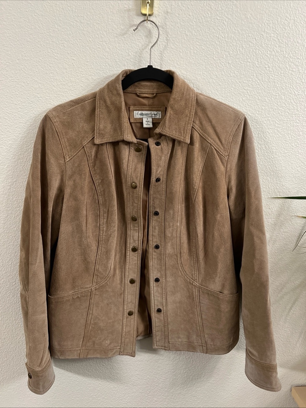 Coldwater Creek Taupe Suede Snap-Front Jacket